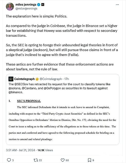 SEC是否仍將SOL視為證券？哪些Tokens可能受到影 圖片