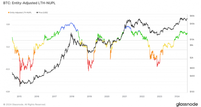 Bitcoin長期持有者信心強勁：LTH-NUPL 指 圖片
