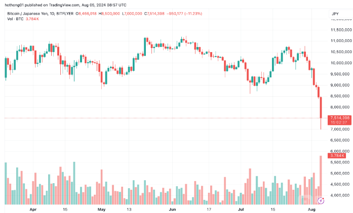 Bitcoin兌日元大跌 投資者套利交易引發(fā)市場(chǎng)波動(dòng)圖片