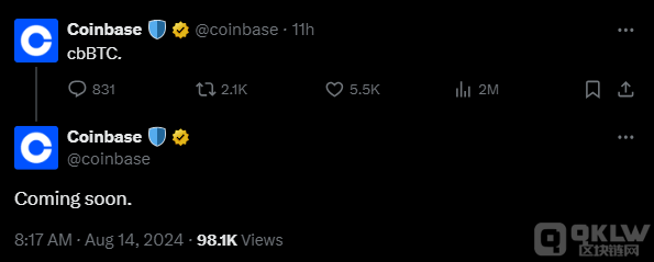 Coinbase即將推出cbBTCTokens，市場(chǎng)反應(yīng)熱烈圖片