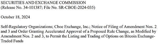 美國批準上市Bitcoin現貨ETF期權交易 Bitcoin在 圖片